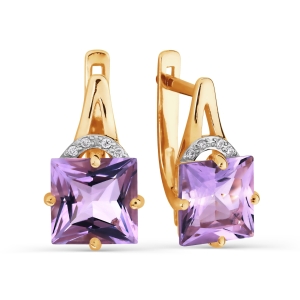 

Серьги с аметистами и фианитами Линии Любви