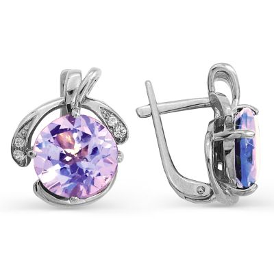 

Серьги с аметистами и фианитами Линии Любви, Серьги Т303022092