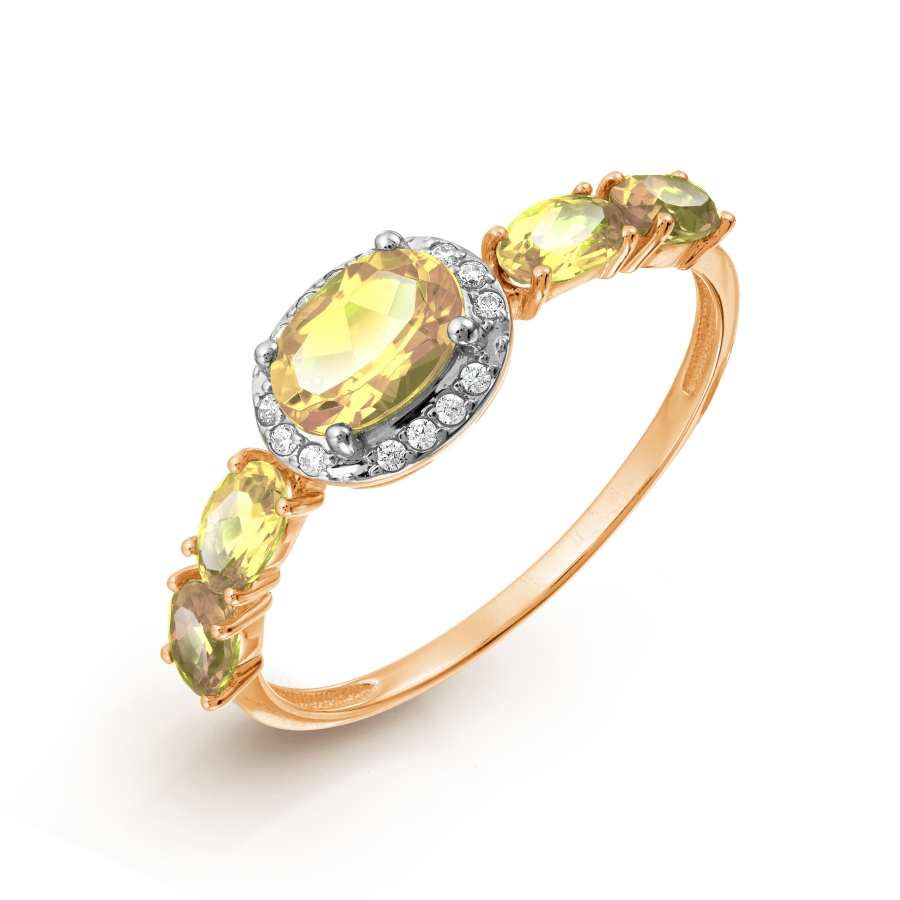 

Кольцо с цитринами и фианитами Линии Любви, Кольцо Т147017684