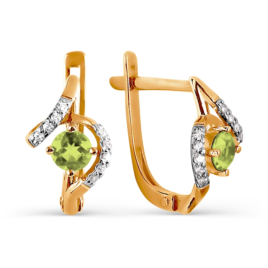 

Серьги с хризолитами и Swarovski Zirconia Линии Любви