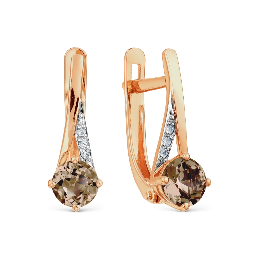 

Серьги с раухтопазами и фианитами Линии Любви