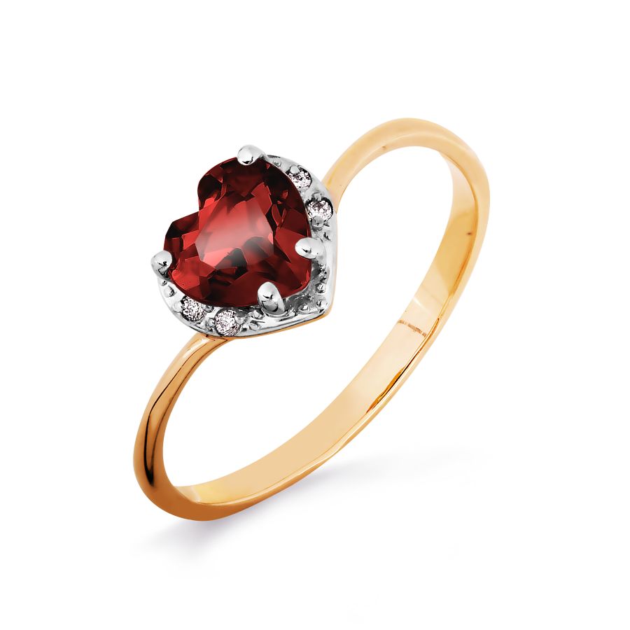 

Кольцо с гранатом и фианитами Линии Любви
