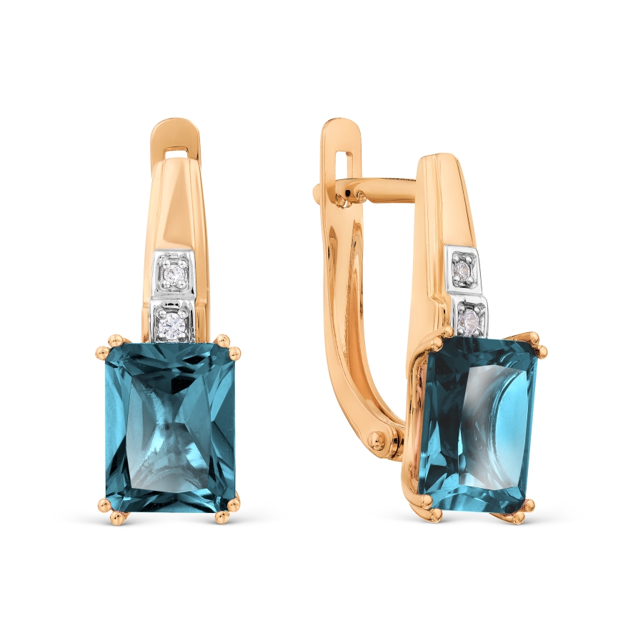 

Серьги с топазами и фианитами Линии Любви, Серьги Т14302Б111-01