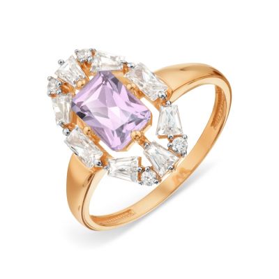 

Кольцо с аметистом и Swarovski Zirconia Линии Любви, Кольцо Т143018802