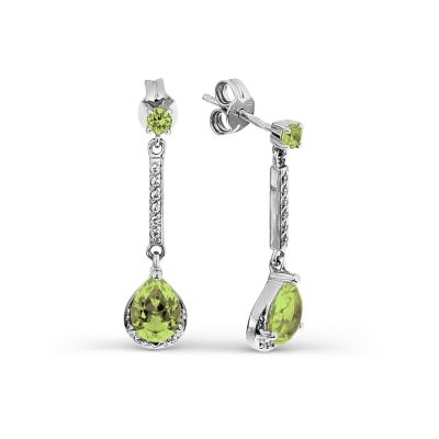 

Серьги с хризолитами и фианитами Линии Любви, Серьги Т303026723-01