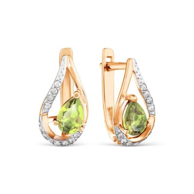 

Серьги с хризолитами и Swarovski Zirconia Линии Любви, Серьги Т143025955