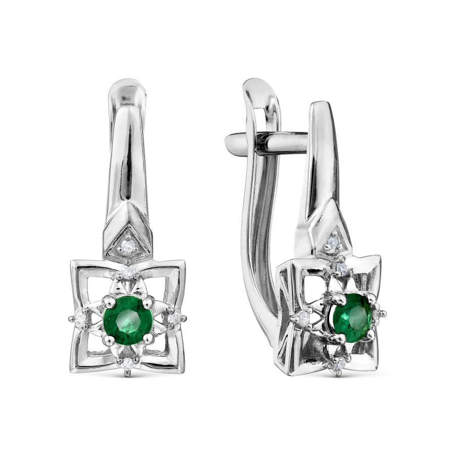 

Серьги с изумрудами и бриллиантами Линии Любви, Серьги Т301029626