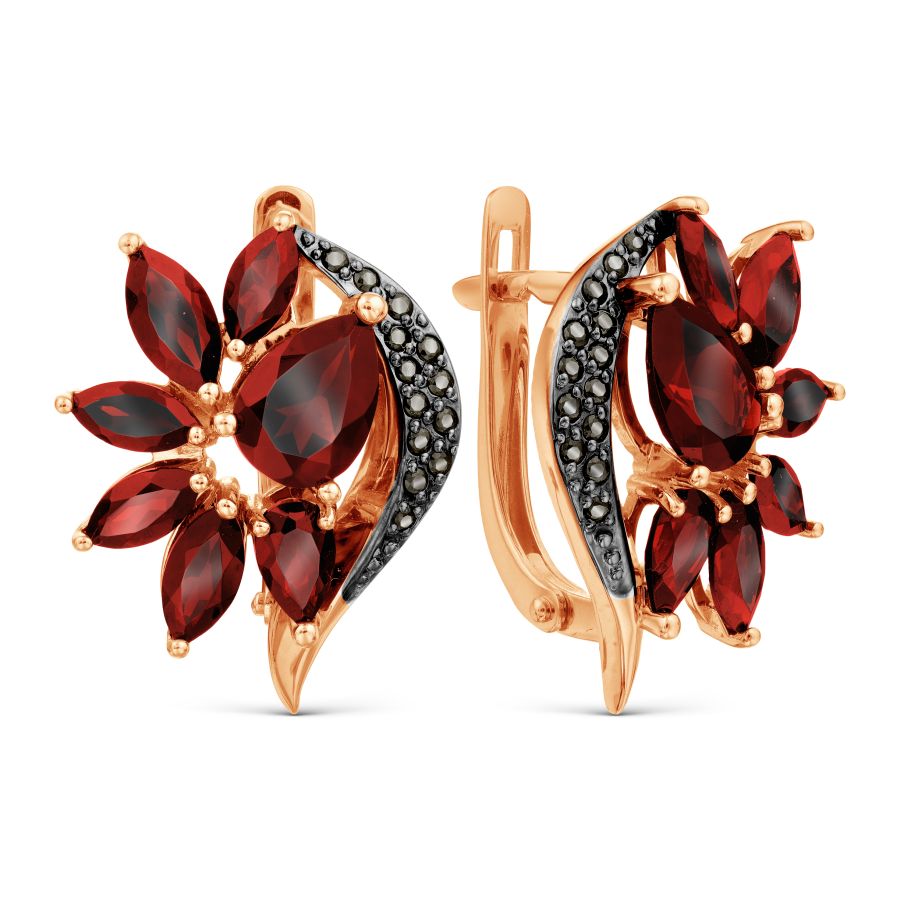 

Серьги с гранатами и фианитами Линии Любви