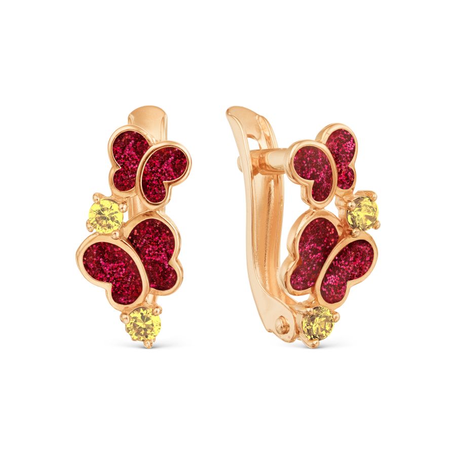 

Серьги с эмалью и фианитами Линии Любви