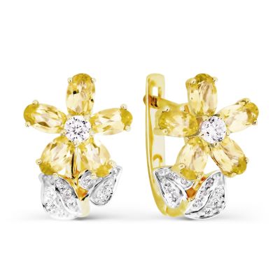 

Серьги с цитринами и фианитами Линии Любви, Серьги Т993026759