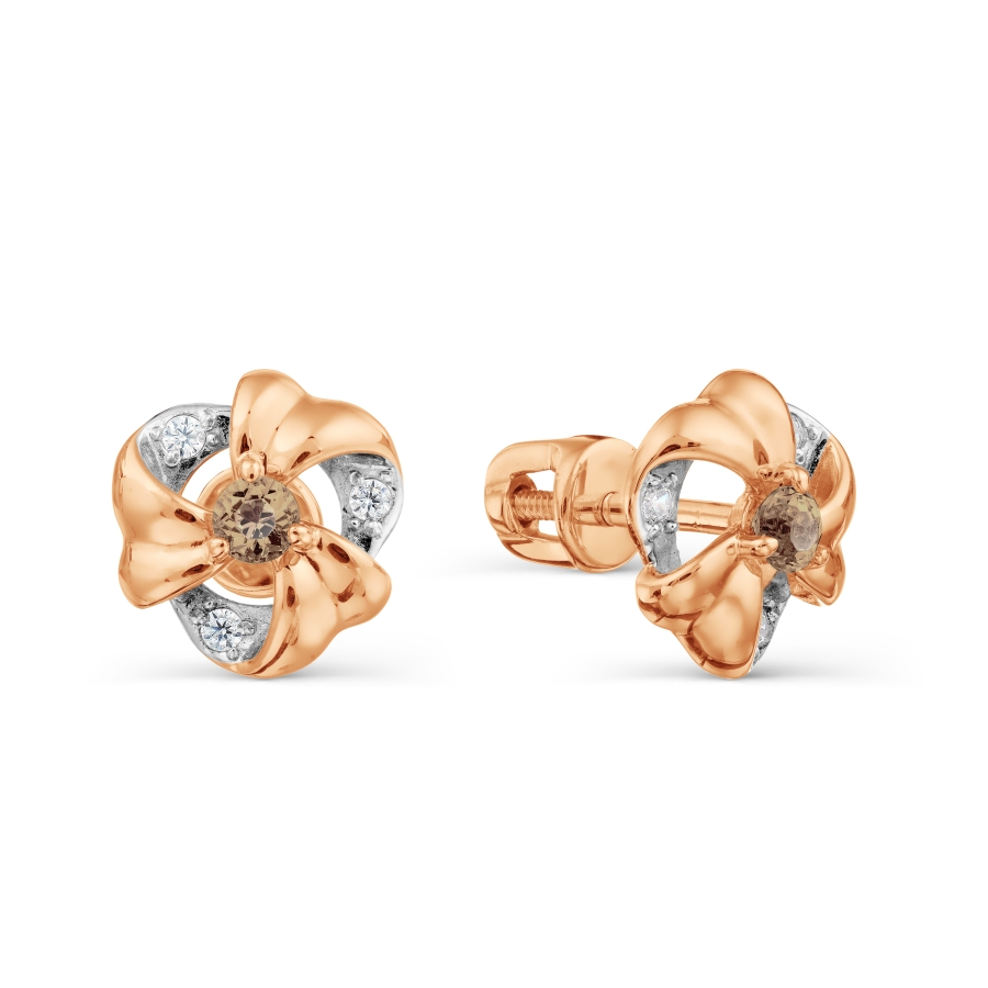 

Серьги с раухтопазами и фианитами Линии Любви