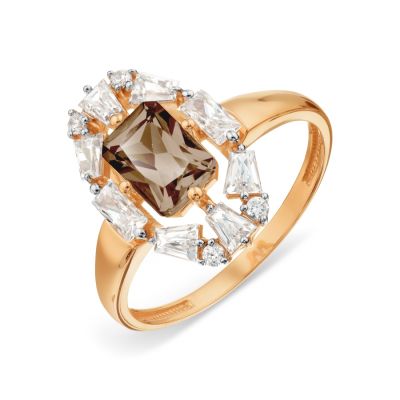 

Кольцо с раухтопазом и Swarovski Zirconia Линии Любви, Кольцо Т143018802