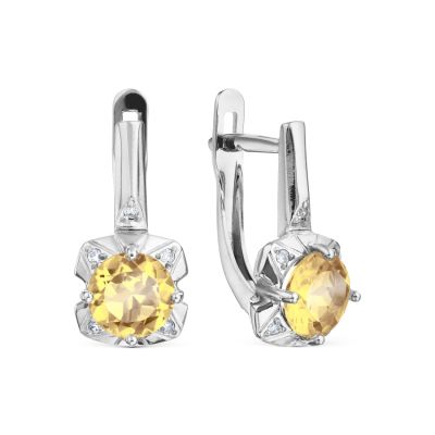 

Серьги с цитринами и фианитами Линии Любви, Серьги Т30302Б401