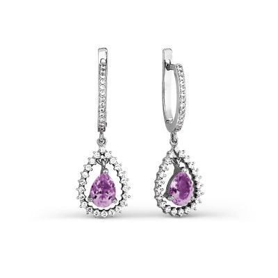 

Серьги с аметистами и фианитами Линии Любви, Серьги Т303026715-01