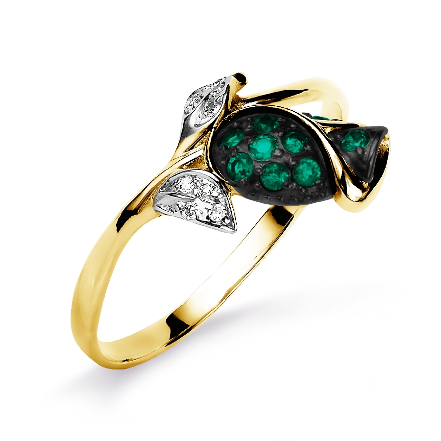 

Кольцо с изумрудами и бриллиантами Линии Любви