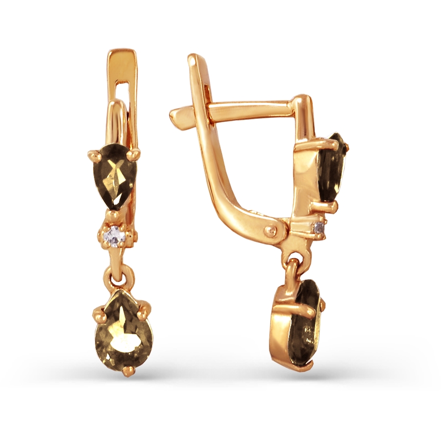 

Серьги с раухтопазами и фианитами Линии Любви