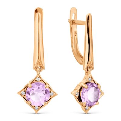 

Серьги с аметистами и фианитами Линии Любви, Серьги Т10302Б400