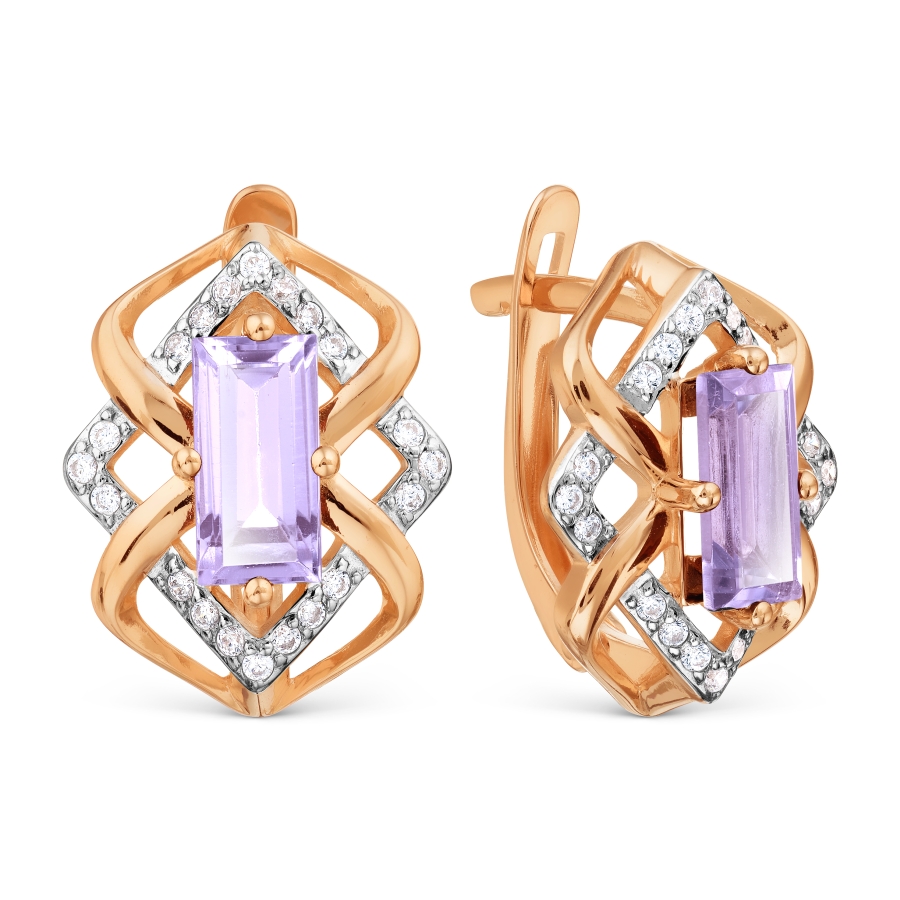 

Серьги с аметистами и фианитами Линии Любви, Серьги Т147028744