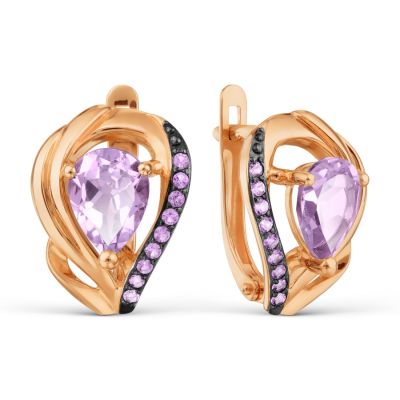 

Серьги с аметистами и фианитами Линии Любви, Серьги Т147028528-01