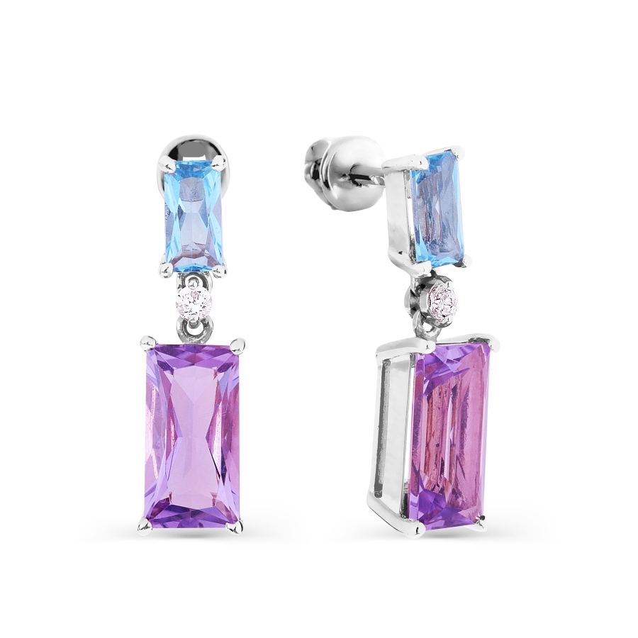 

Серьги с аметистами, топазами и фианитами Линии Любви, Серьги Т303026666-01