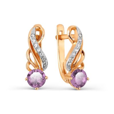 

Серьги с аметистами и фианитами Линии Любви, Серьги Т147027114-01