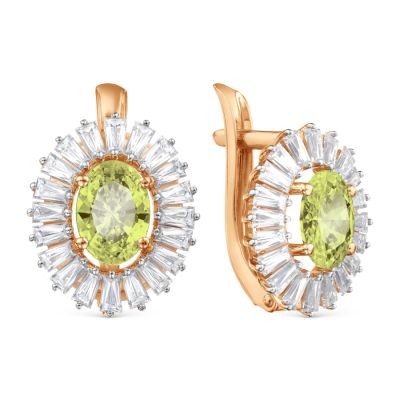 

Серьги с хризолитами и Swarovski Zirconia Линии Любви, Серьги Т143028893