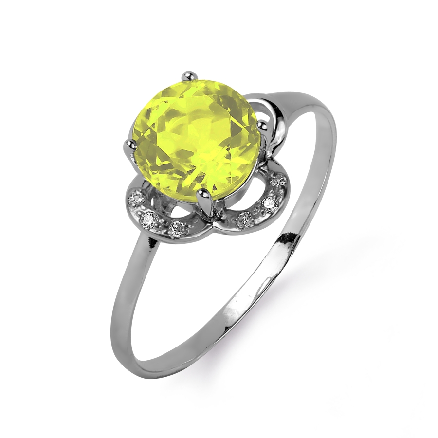 

Кольцо с хризолитом и фианитами Линии Любви, Кольцо Т303015691