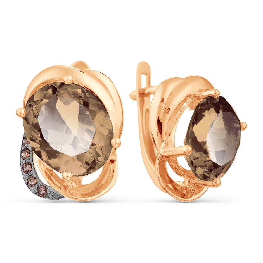 

Серьги с раухтопазами и фианитами Линии Любви