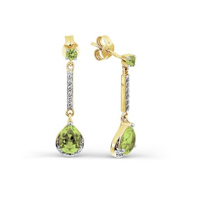 

Серьги с хризолитами и фианитами Линии Любви, Серьги Т943026723-01