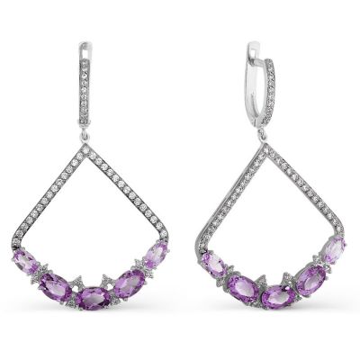 

Серьги с аметистами и фианитами Линии Любви, Серьги Т307026829
