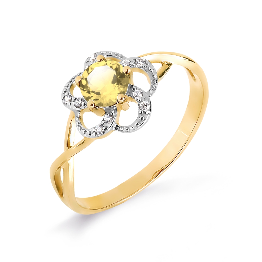 

Кольцо с цитрином и фианитами Линии Любви, Кольцо Т947017088-01