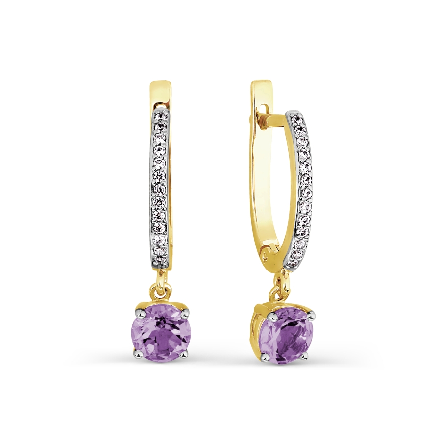 

Серьги с аметистами и фианитами Линии Любви