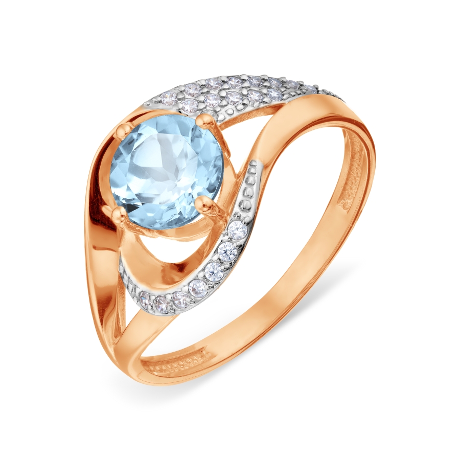 

Кольцо с топазом и фианитами Линии Любви