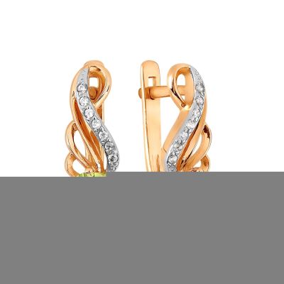 

Серьги с хризолитами и фианитами Линии Любви, Серьги Т147027114-01