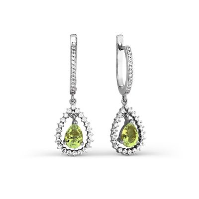 

Серьги с хризолитами и фианитами Линии Любви, Серьги Т303026715-01
