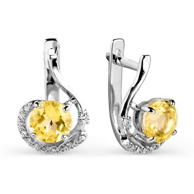 

Серьги с цитринами и фианитами Линии Любви, Серьги Т303025929