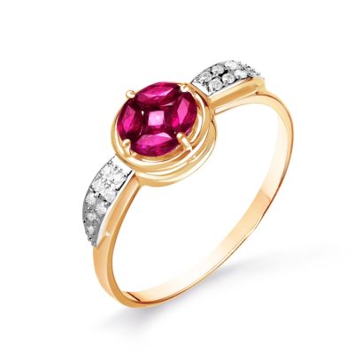 

Кольцо с рубинами и бриллиантами Линии Любви, Кольцо Т141016065-01