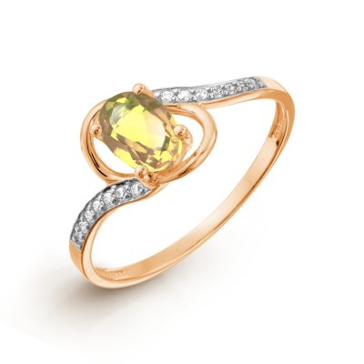 

Кольцо с цитрином и фианитами Линии Любви, Кольцо Т147017683