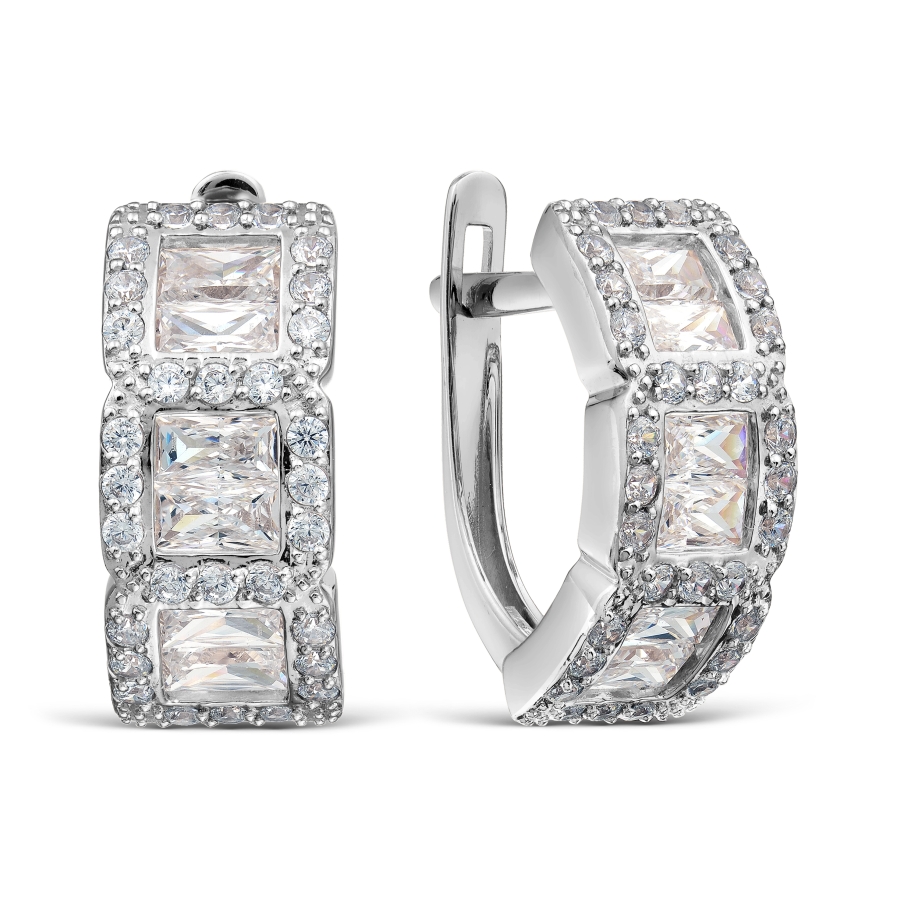 

Серьги с Swarovski Zirconia и фианитами Линии Любви, Серьги Т302028201