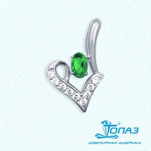 

Подвеска с изумрудом и бриллиантами Линии Любви, Подвески и кулоны Т301031434