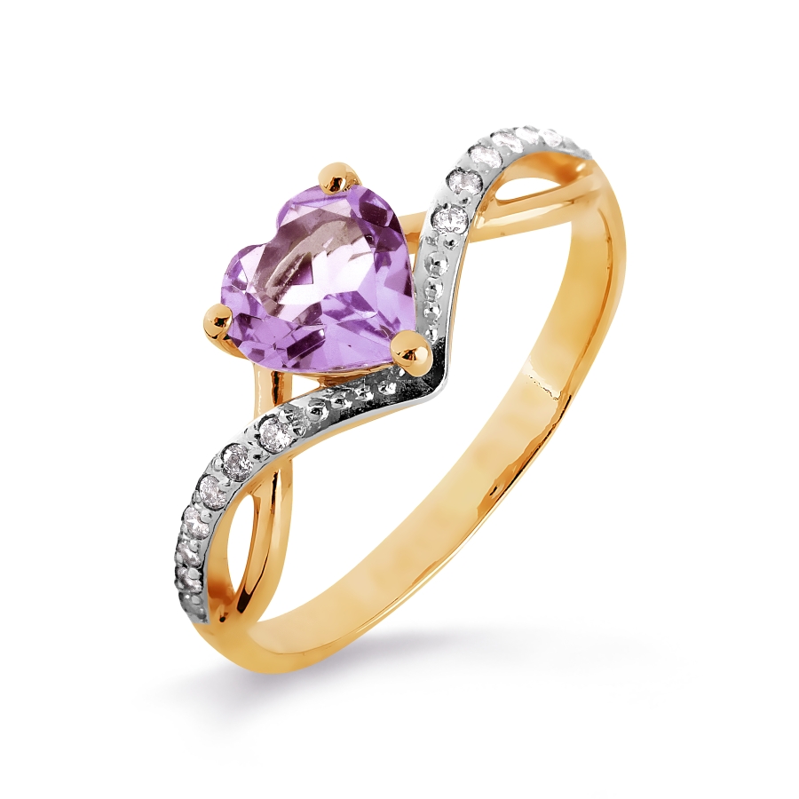 

Кольцо с аметистом и фианитами Линии Любви