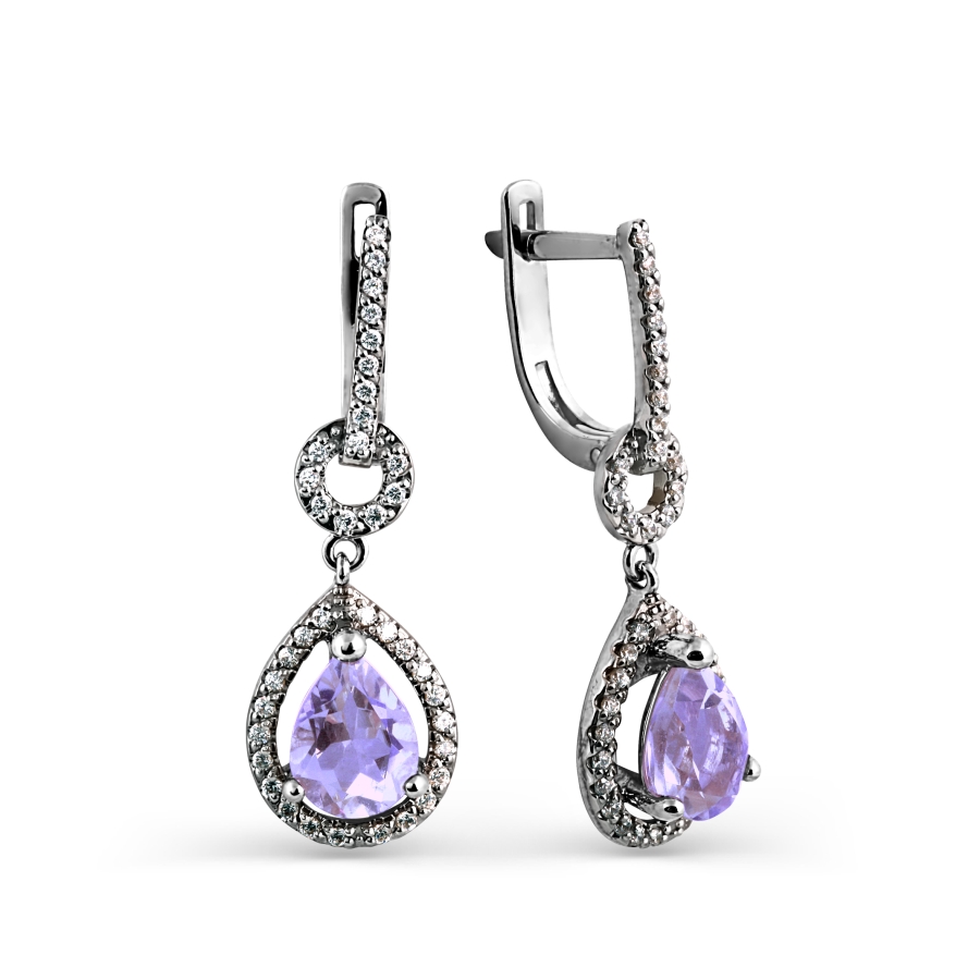 

Серьги с аметистами и фианитами Линии Любви