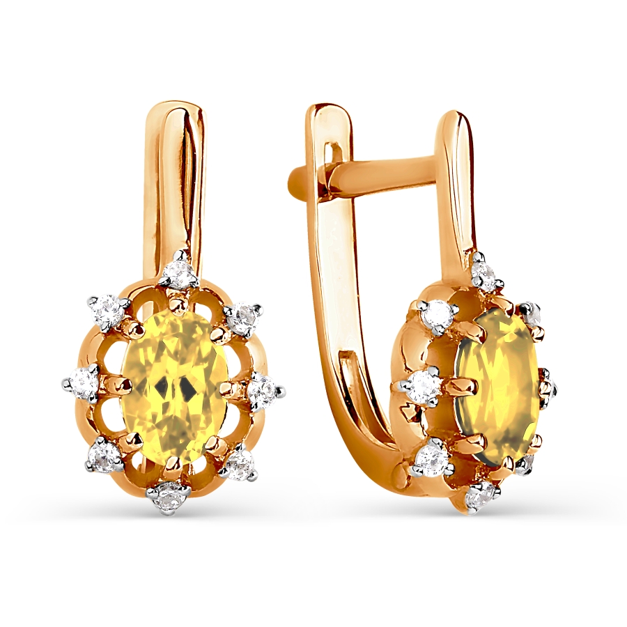 

Серьги с цитринами и Swarovski Zirconia Линии Любви