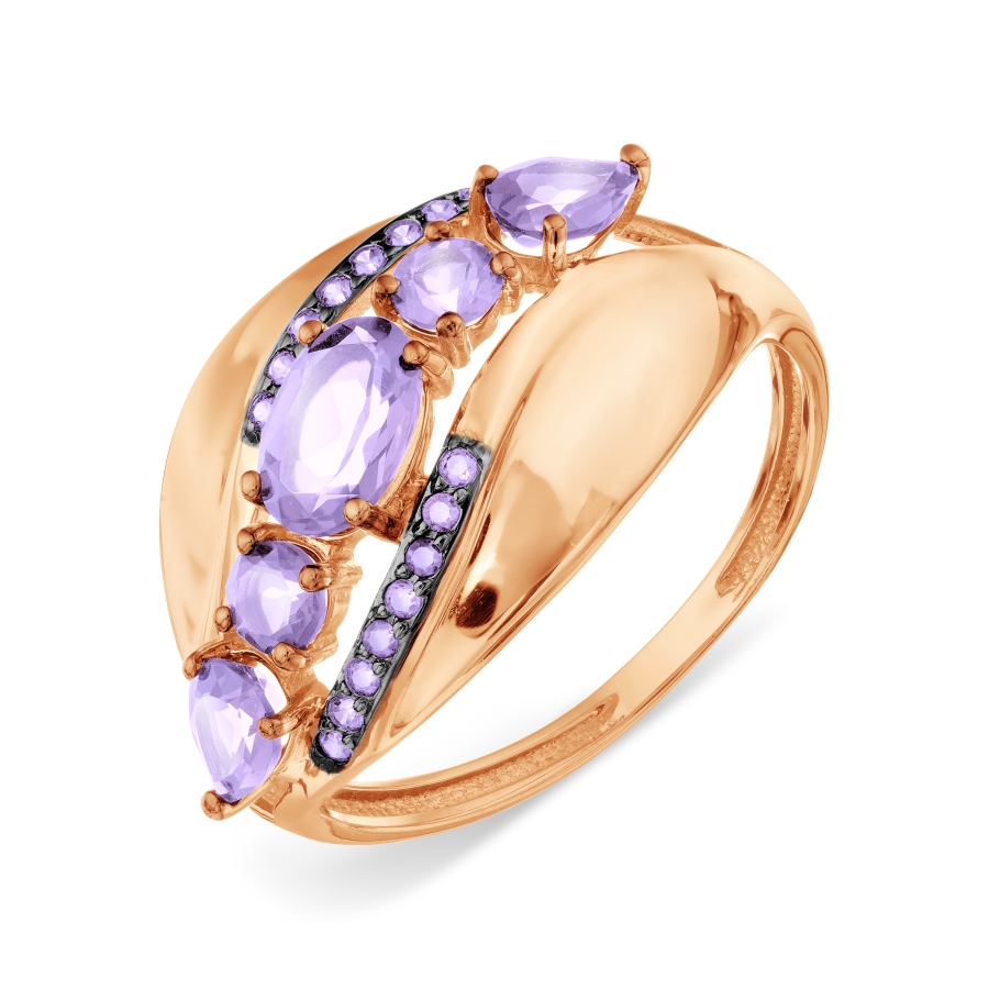 

Кольцо с аметистами и фианитами Линии Любви