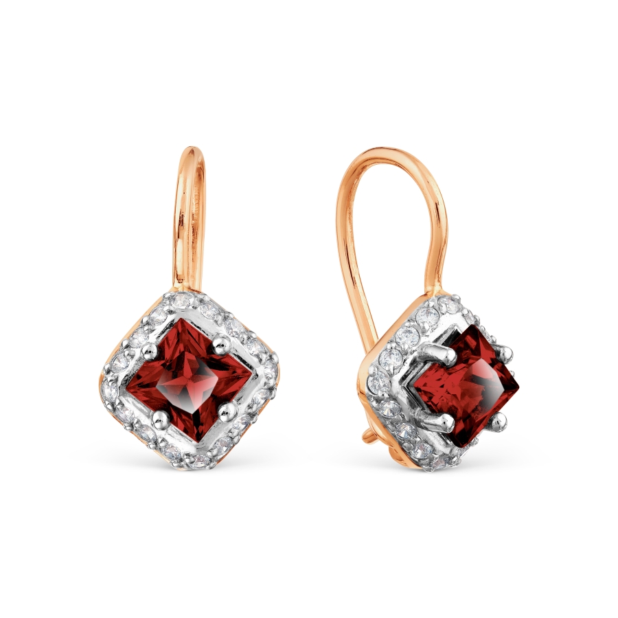 

Серьги с гранатами и фианитами Линии Любви