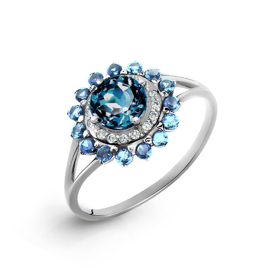 Кольцо с топазом и фианитами Линии Любви, Кольцо Т307017324-01