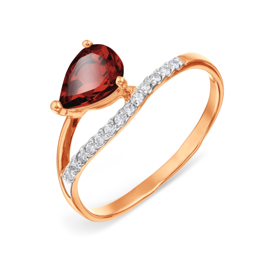 

Кольцо с гранатом и Swarovski Zirconia Линии Любви