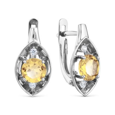 

Серьги с цитринами и фианитами Линии Любви, Серьги Т30302Б404