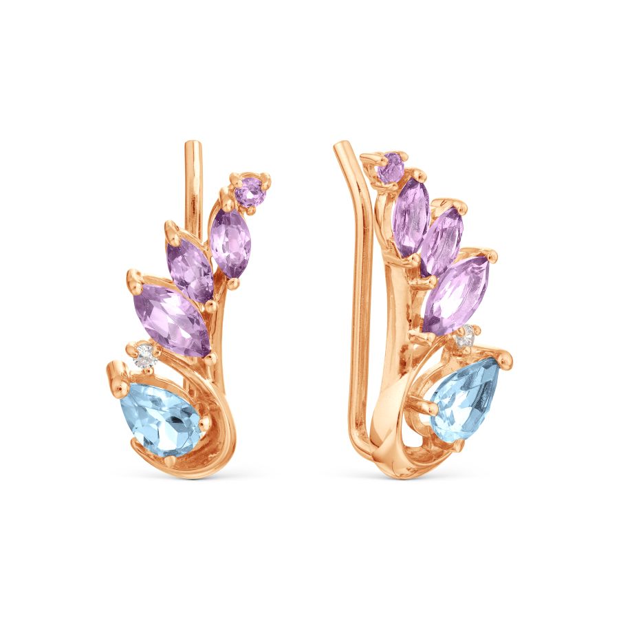 

Серьги с аметистами, топазами и фианитами Линии Любви