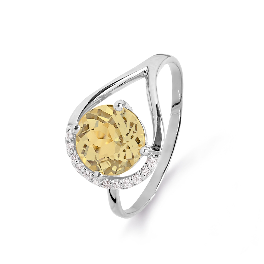 

Кольцо с цитрином и фианитами Линии Любви